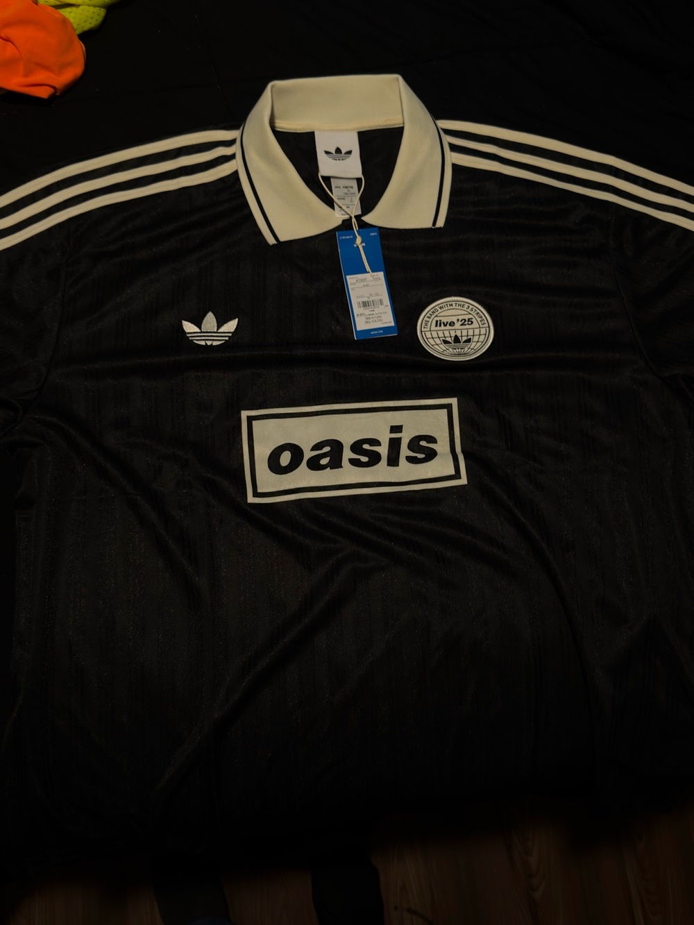 adidas Black Varsity Jacket with White Stripe Trim